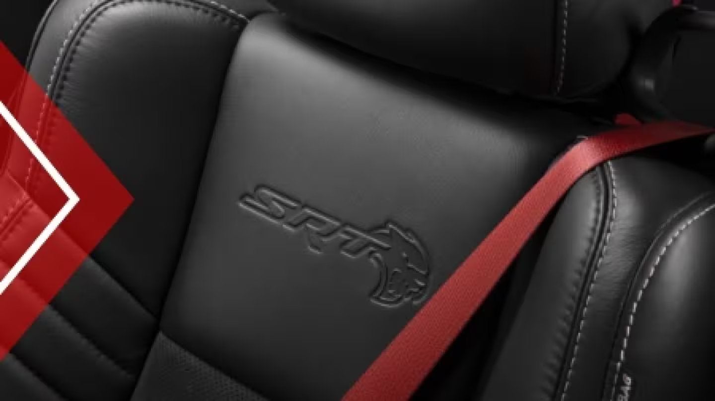 2023 Dodge Charger red SRT seat belts