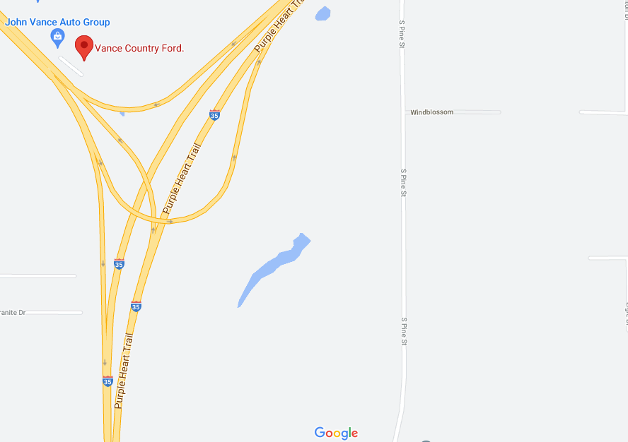 a map of vance country ford's location in Guthrie, Oklahoma