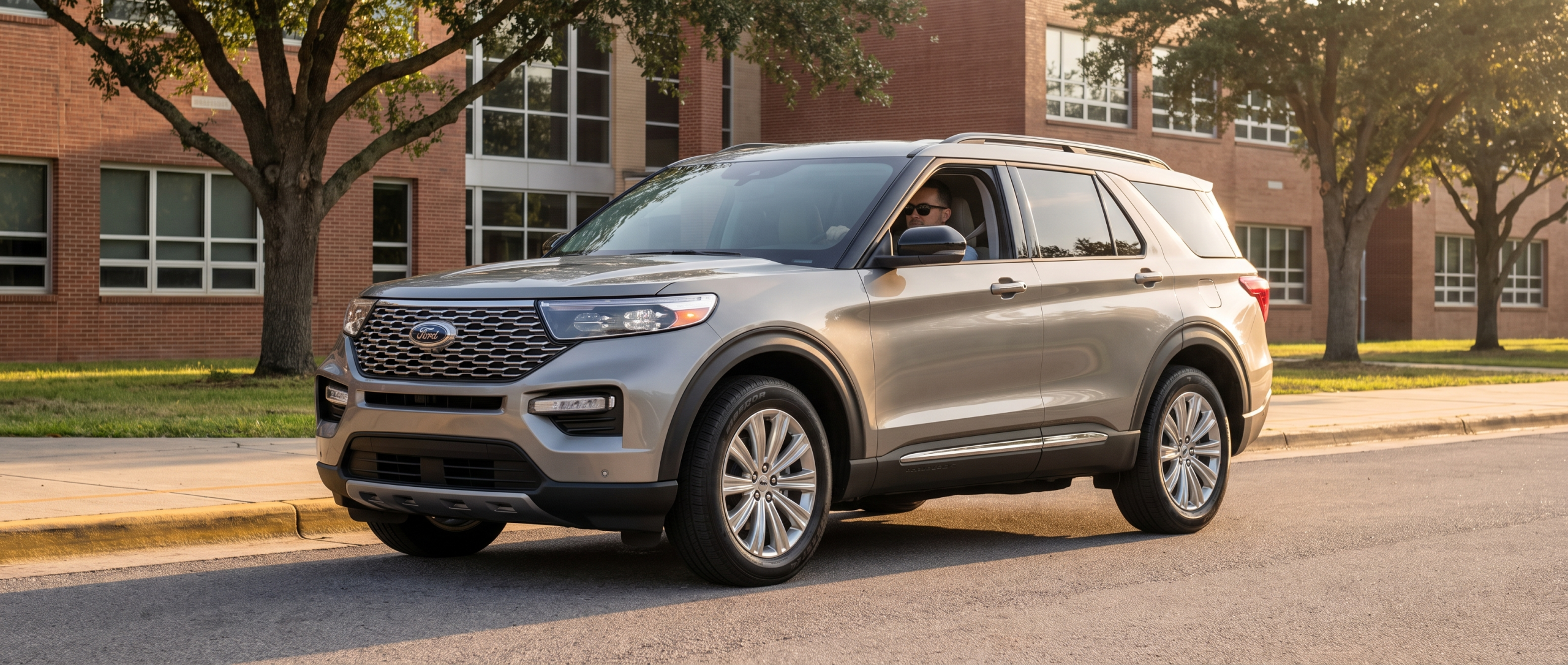 2026 Ford Explorer in a Greer SC school drop-off line on the first day of back-to-school traffic