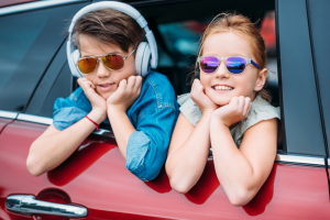 Kids in Car Ready for Road Trip Maryland