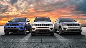 Jeep Compasses in the sunset