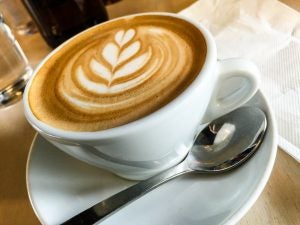 Flat white coffee at Patch Cafe in Richmond