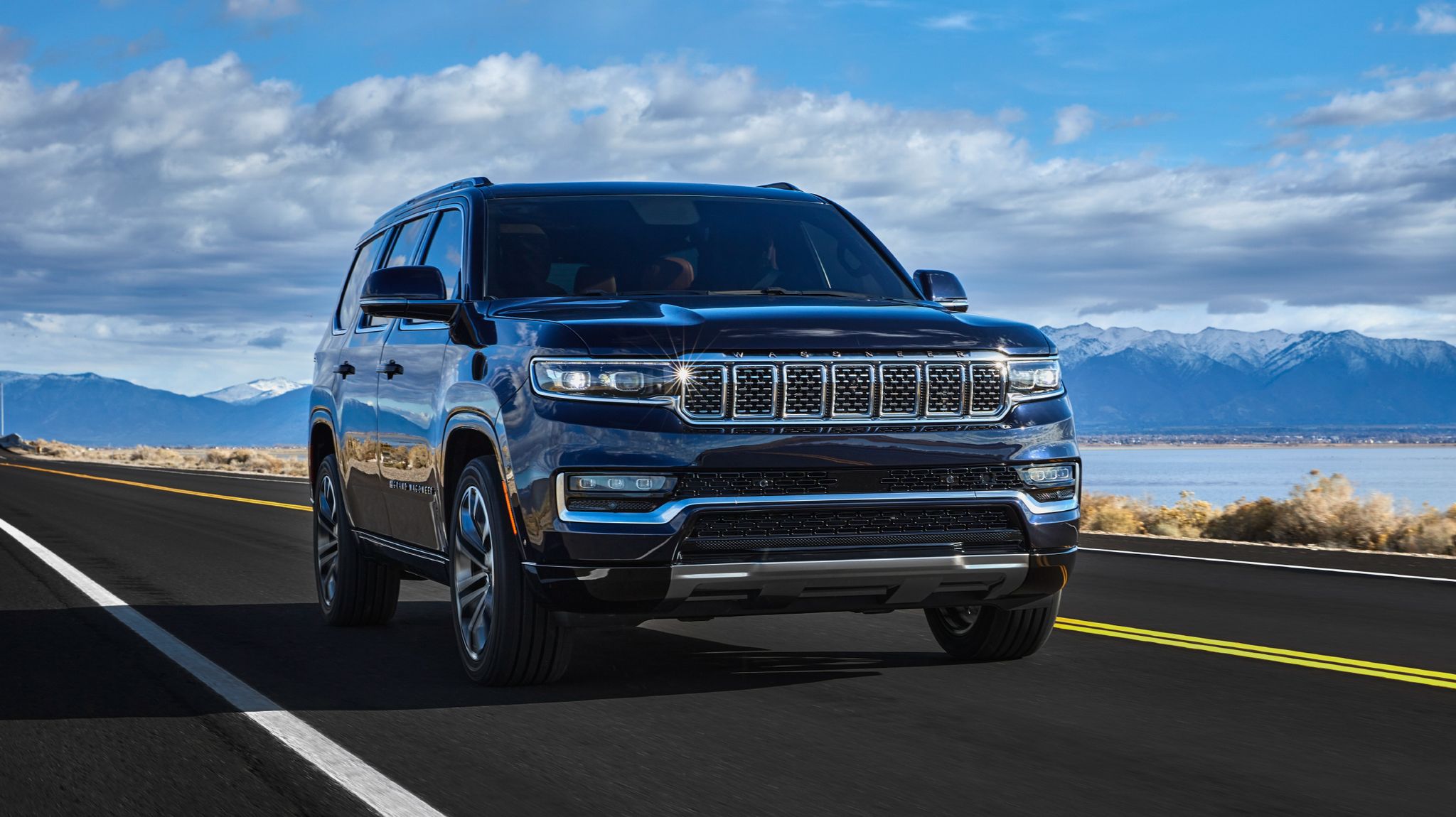 2022 Jeep Grand Wagoneer driving down the road