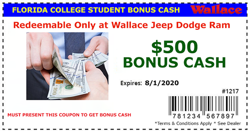 $500 Florida College Student Bonus Cash Coupon