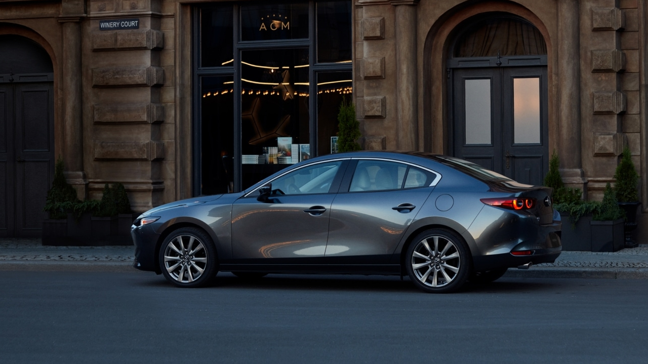Profile of a parked 2026 Mazda3 Sedan