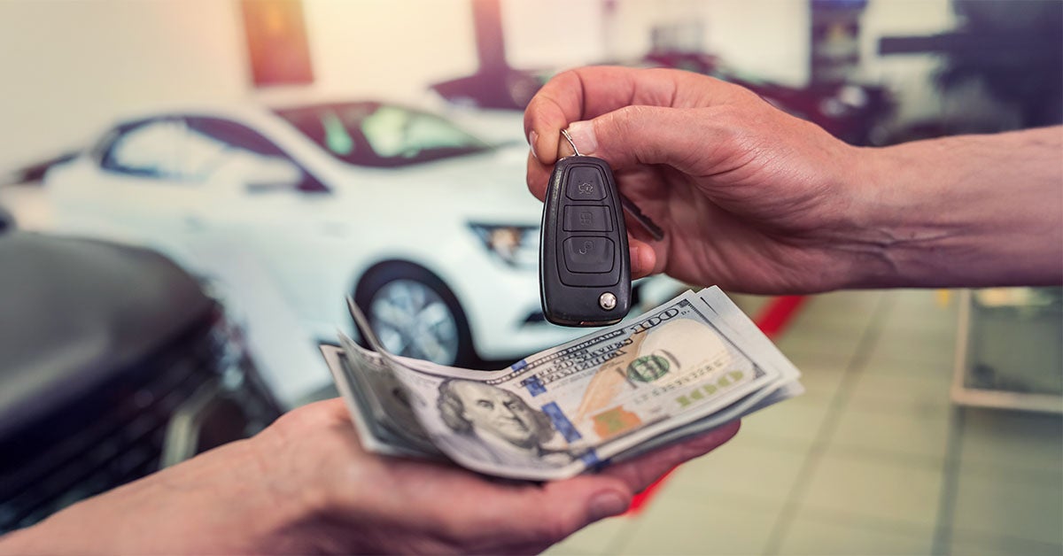 Car trade-in at a Mazda dealership