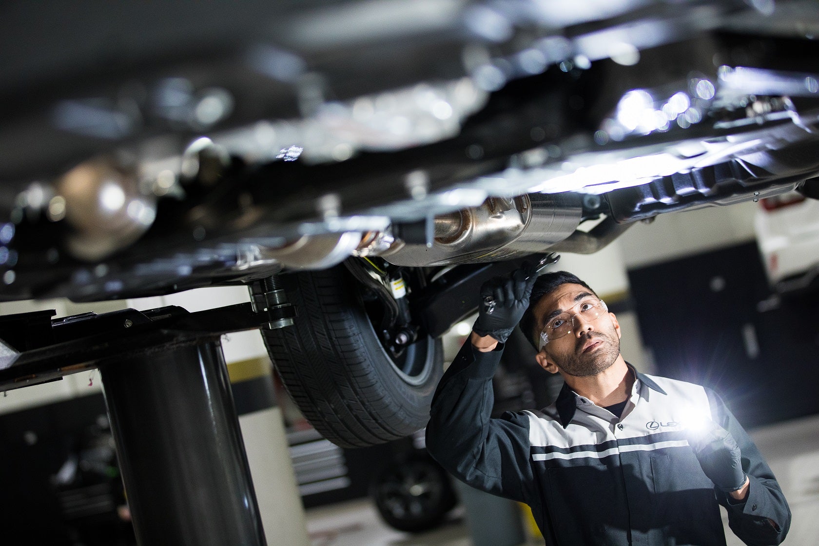 Lexus Service on a Lift