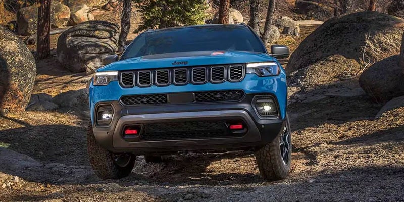 Jeep Compass interior with 10.1-inch Uconnect touchscreen display.