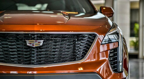 Front Close Up of Orange Cadilac XT4 - Rydell Cadillac of Grand Forks
