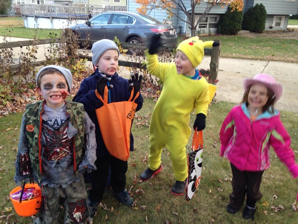 Halloween kids trick-or-treating
