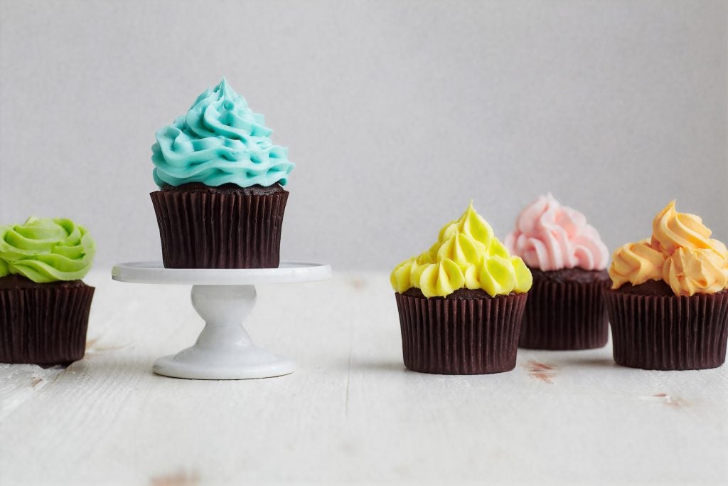 Chocolate Cupcakes Lined Up 