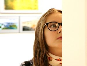 Girl in art gallery