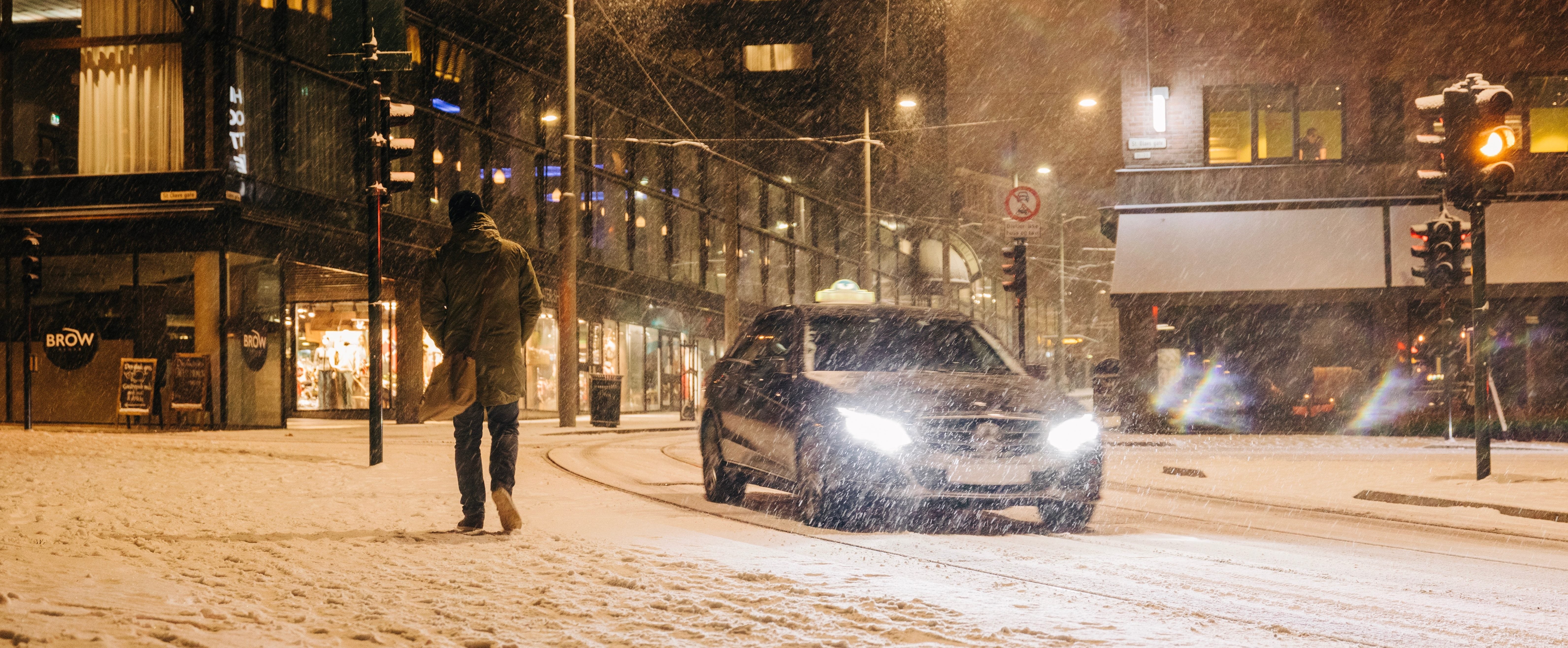 Car driving in snow