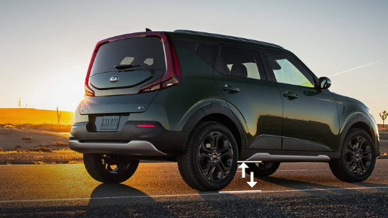 2020 Kia Soul Rear View with Ground Clearance Arrows