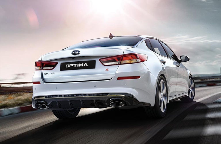 2019 Kia Optima S rear in white