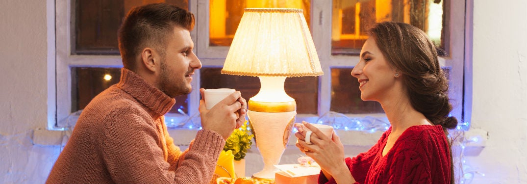 A couple enjoying coffee