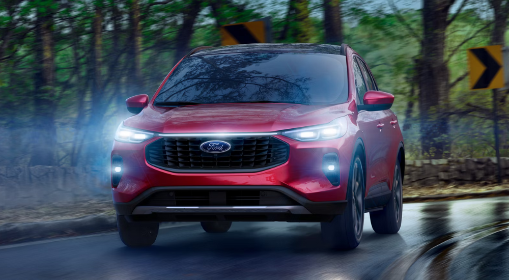 Red 2025 Ford Escape for sale on a test drive