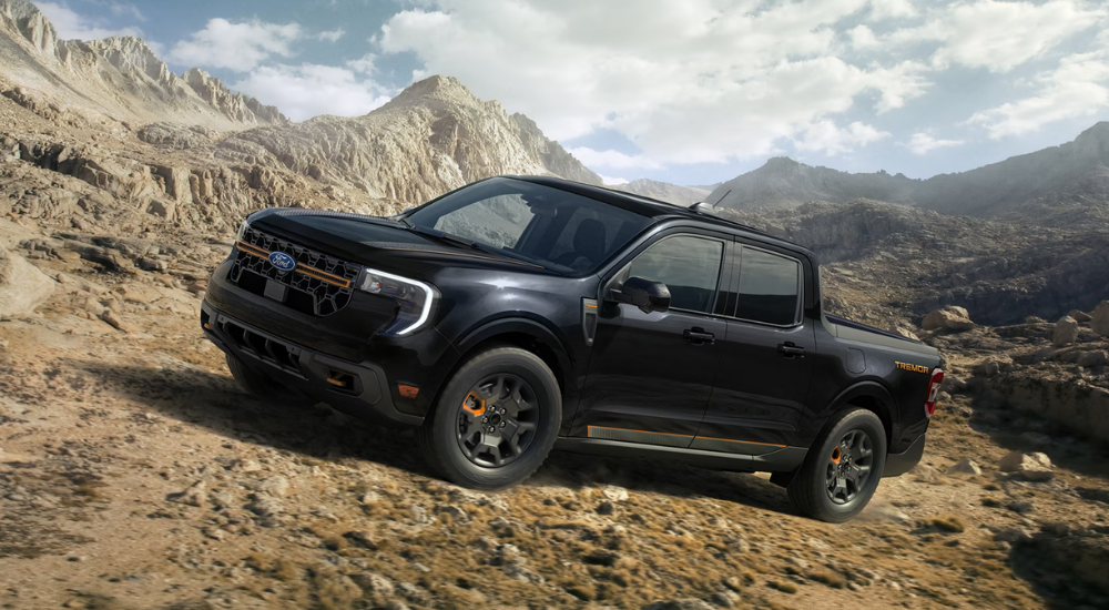 Black 2026 Ford Maverick Tremor parked off-road