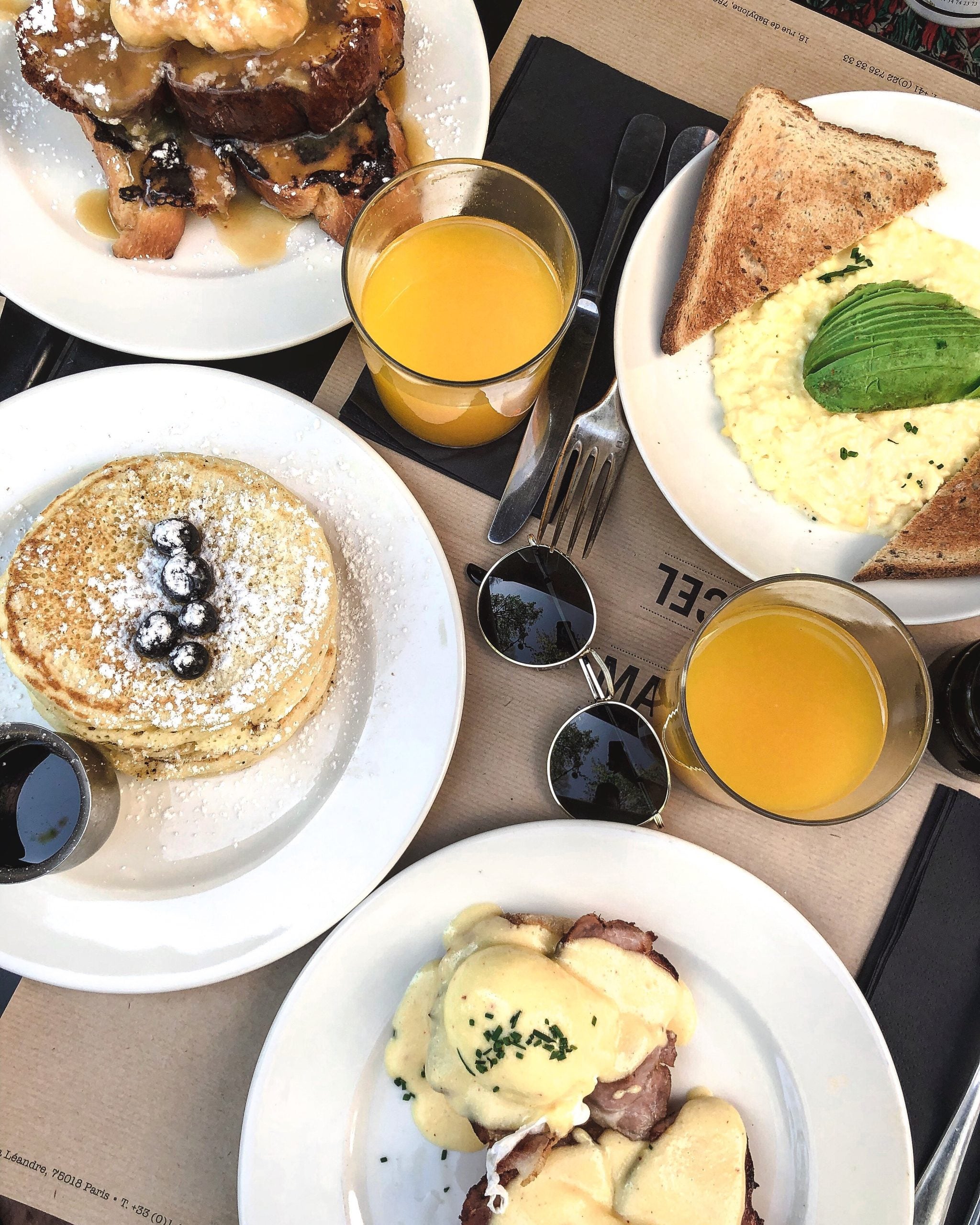 assortment of breakfast foods