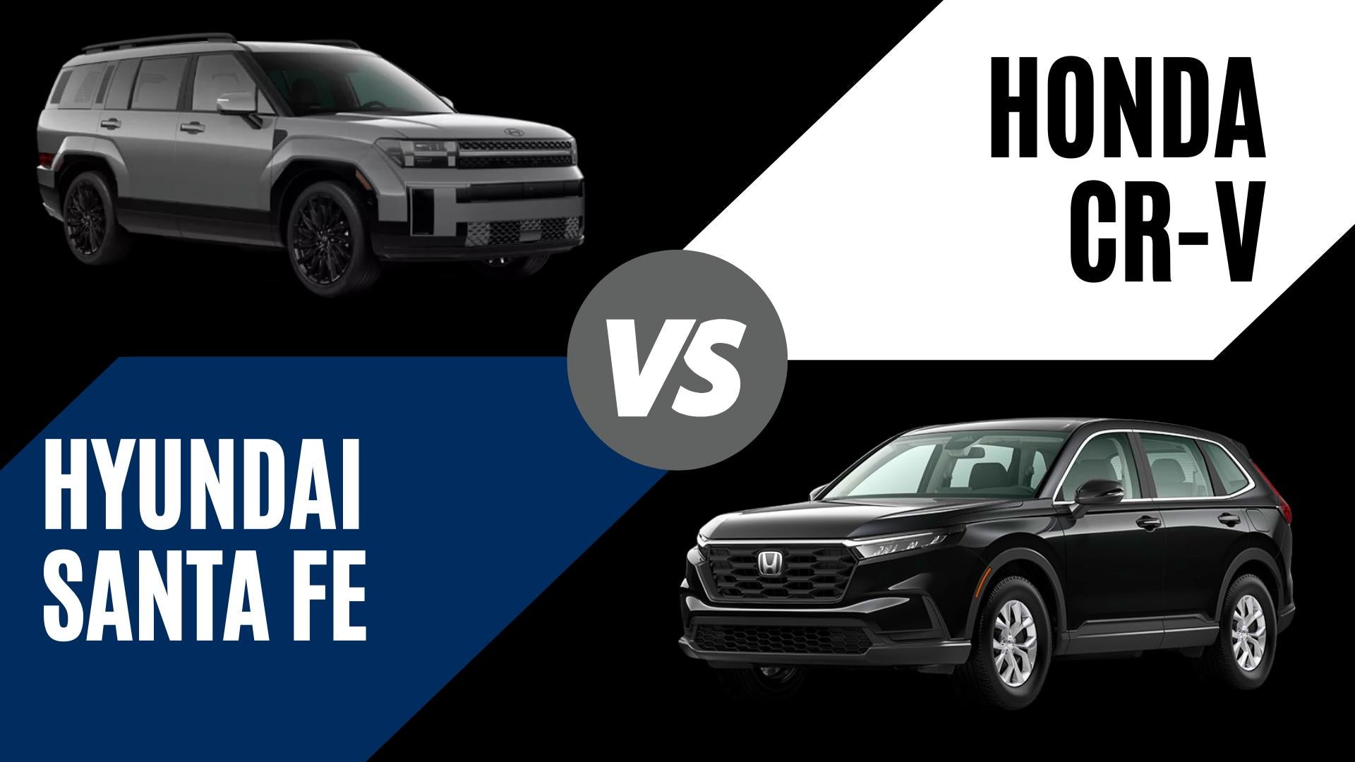 Side-by-side comparison of 2026 Hyundai Santa Fe and 2026 Honda CR-V SUVs for Bentonville, Arkansas drivers