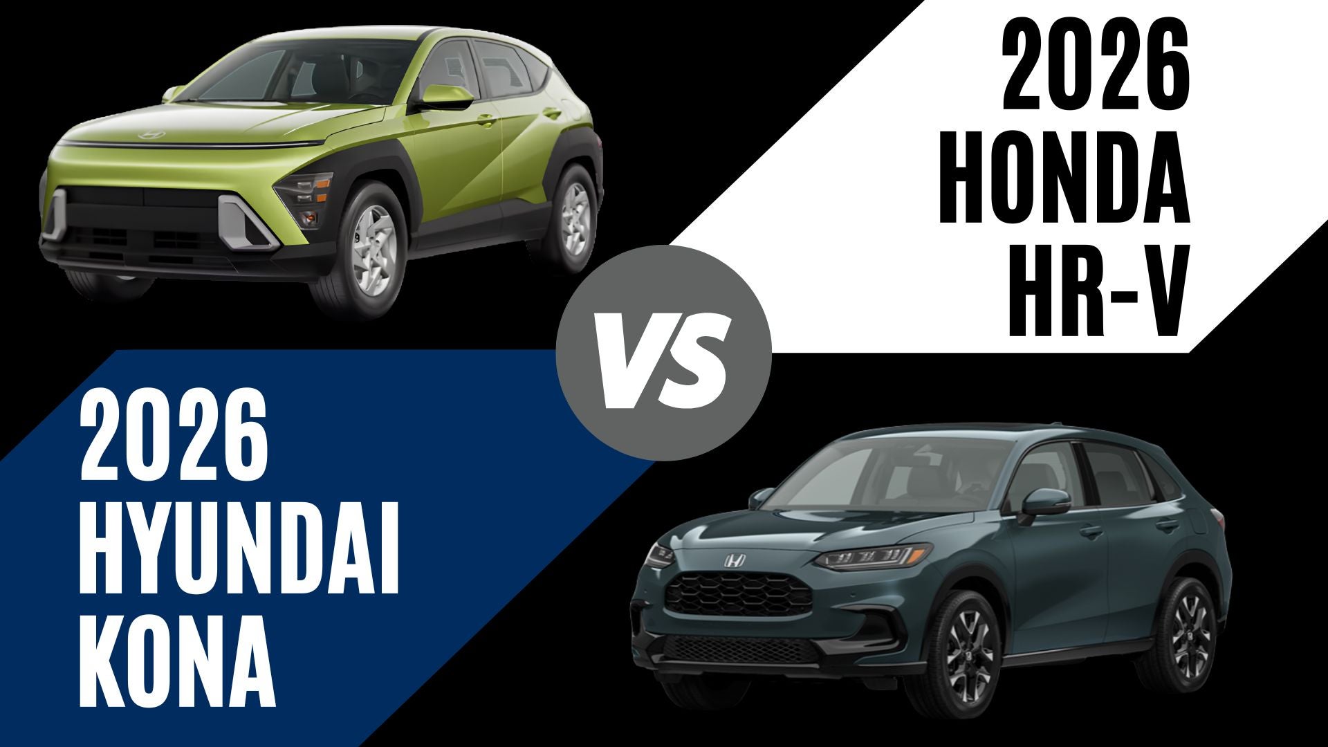 2026 Hyundai Kona and Honda HR-V compact SUVs compared side by side for drivers in Bentonville, Arkansas