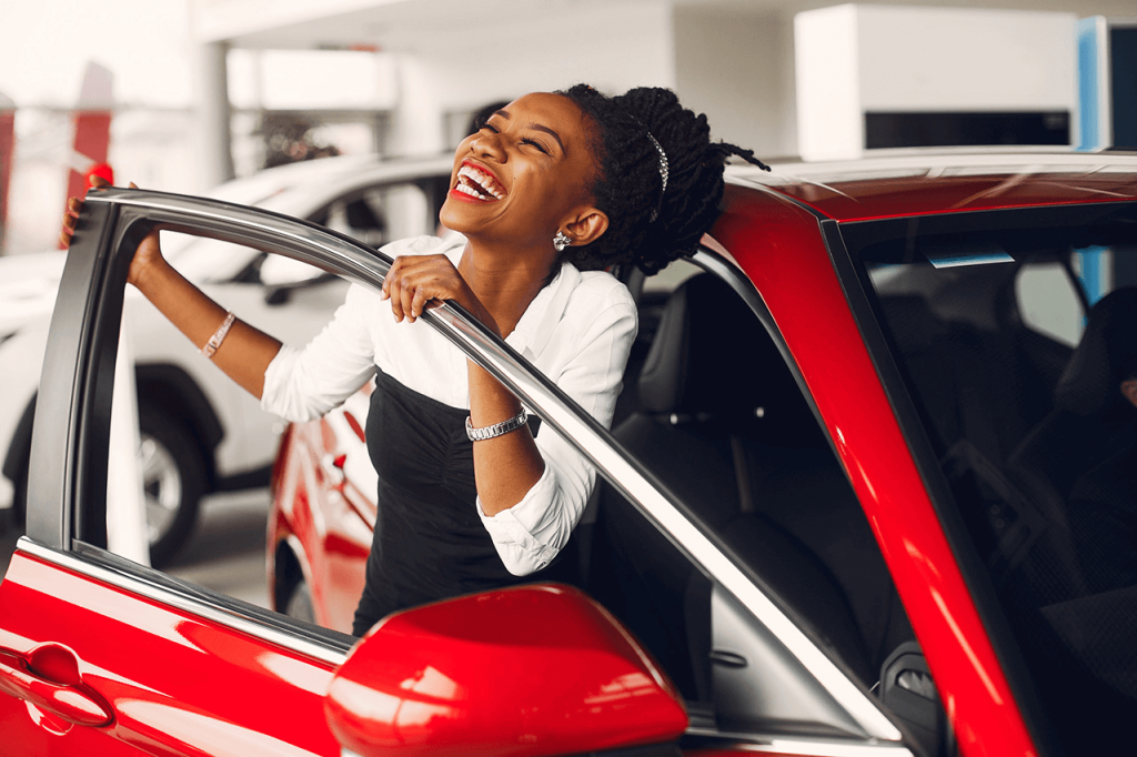 Woman getting into a Hyundai car