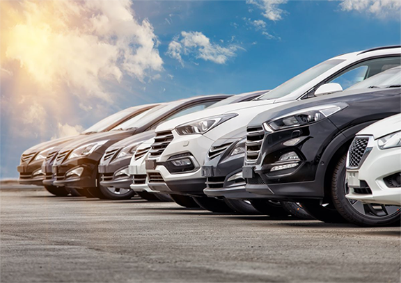 Cars in a car lot