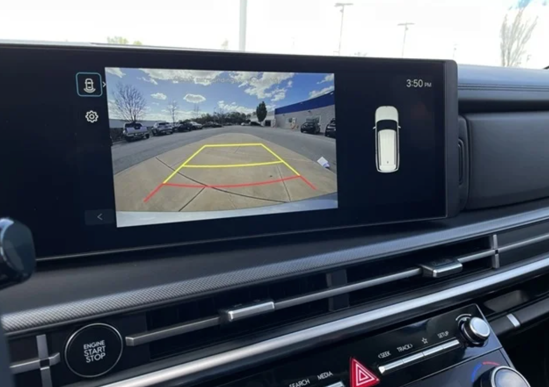 Rearview camera display with parking guidelines on Hyundai SmartSense dashboard screen