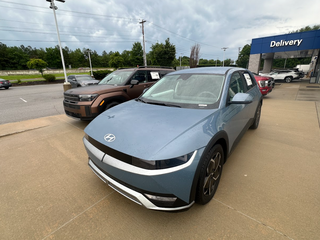 Hyundai Ioniq 5 and other vehicles on display at Crain Hyundai of Fayetteville