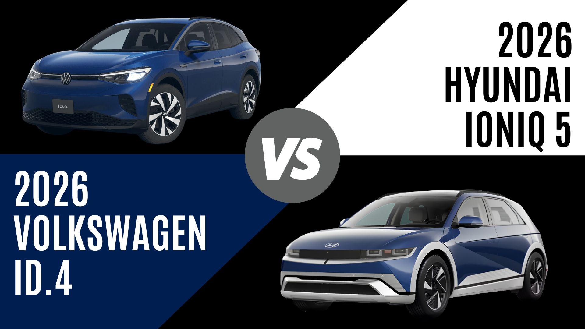 2026 Volkswagen ID.4 and Hyundai IONIQ 5 electric SUVs compared side by side for drivers in Fayetteville, Arkansas