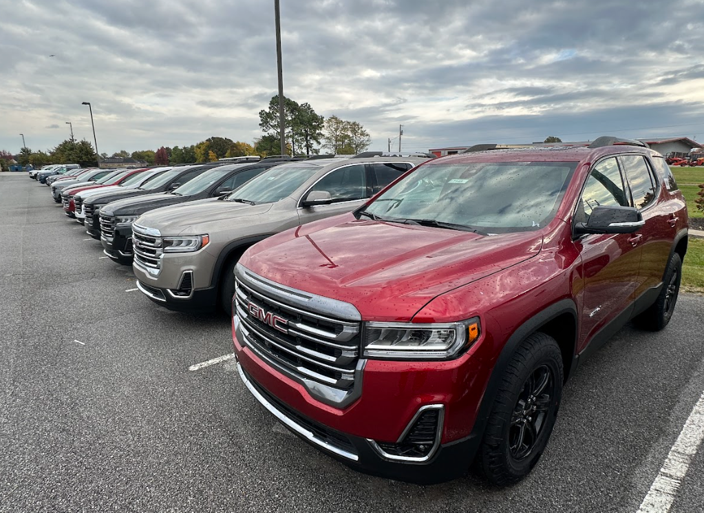 Lineup of 2023 GMC SUVs on display at Crain Buick GMC in Springdale