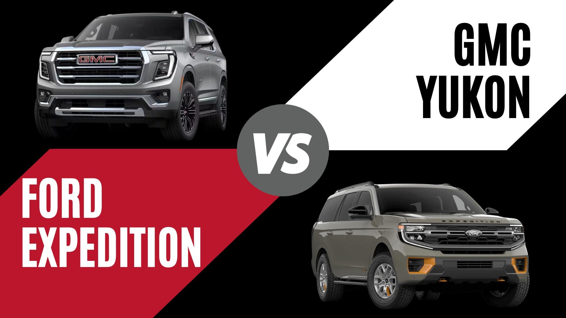 2026 GMC Yukon and Ford Expedition full size SUVs compared side by side for drivers in Springdale Arkansas