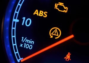 Dashboard with warning lights on Frederick, MD