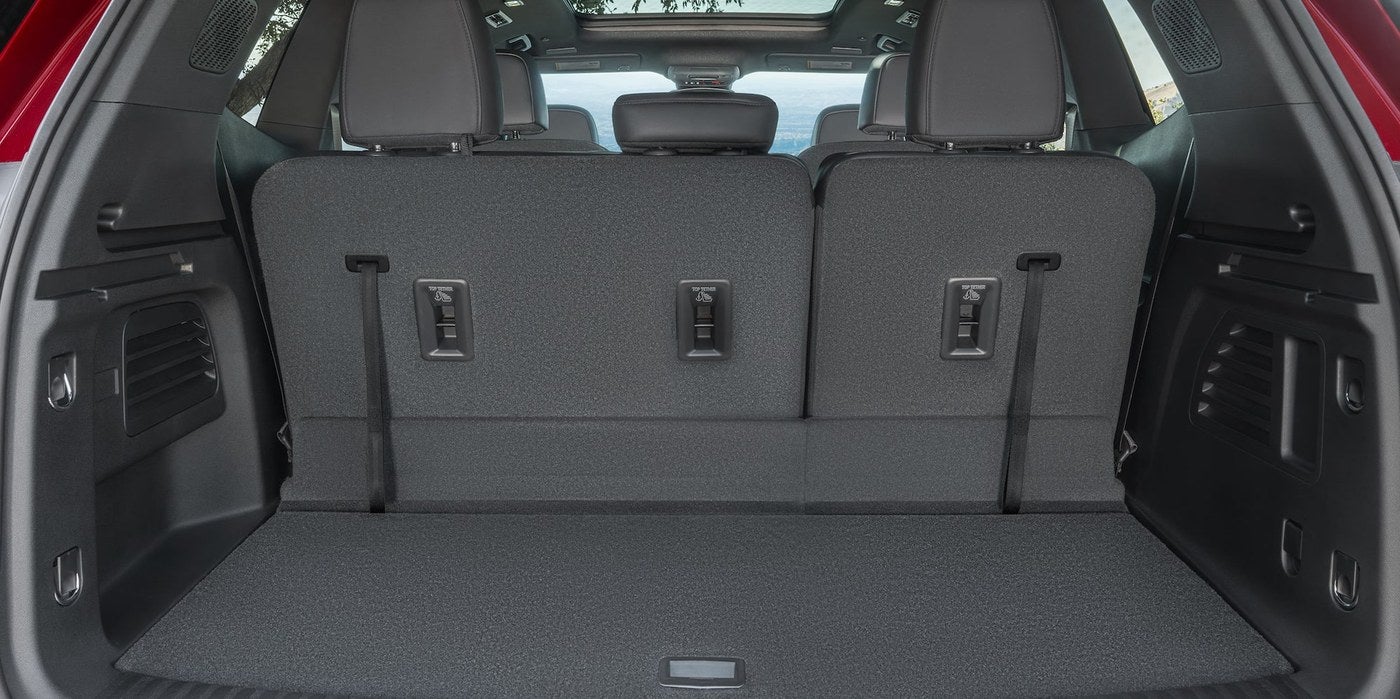 Cargo area of a GMC Acadia with the third row seats in place
