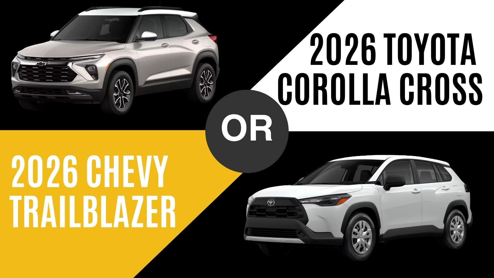 2026 Chevy Trailblazer and Toyota Corolla Cross compact SUVs compared for comfort, MPG, and technology in Little Rock, Arkansas