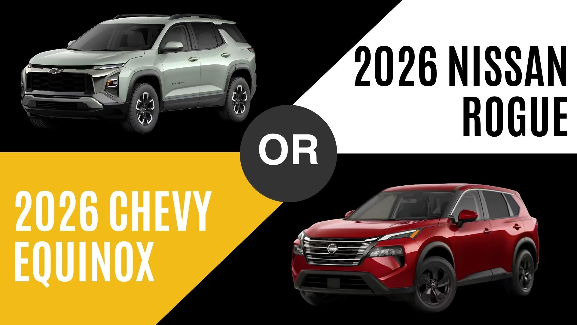2026 Chevy Equinox and Nissan Rogue comparison highlighting SUV technology, MPG, and comfort in Little Rock, Arkansas