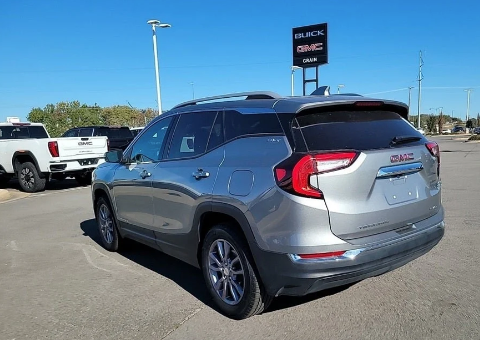 Silver GMC Terrain SUV parked outside Crain Buick GMC in Conway, Arkansas