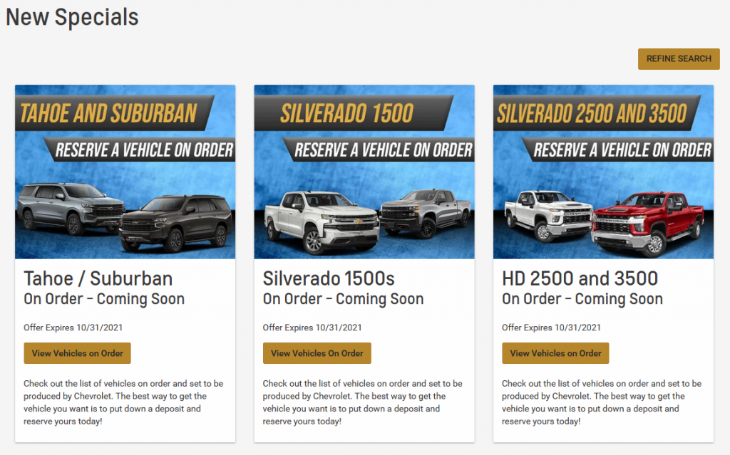 New Specials Page
