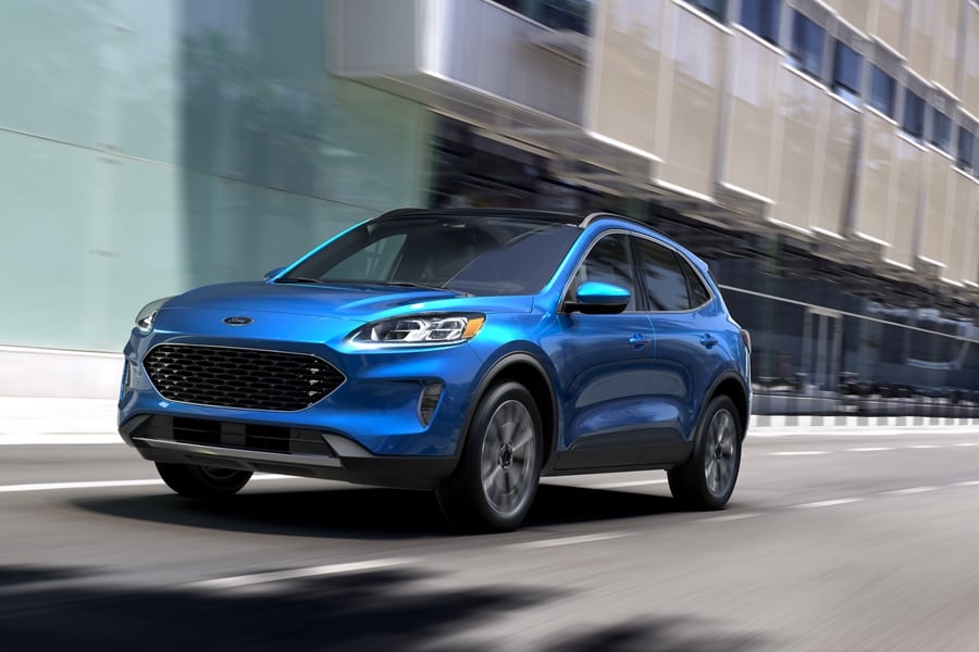 blue ford escape front angle view