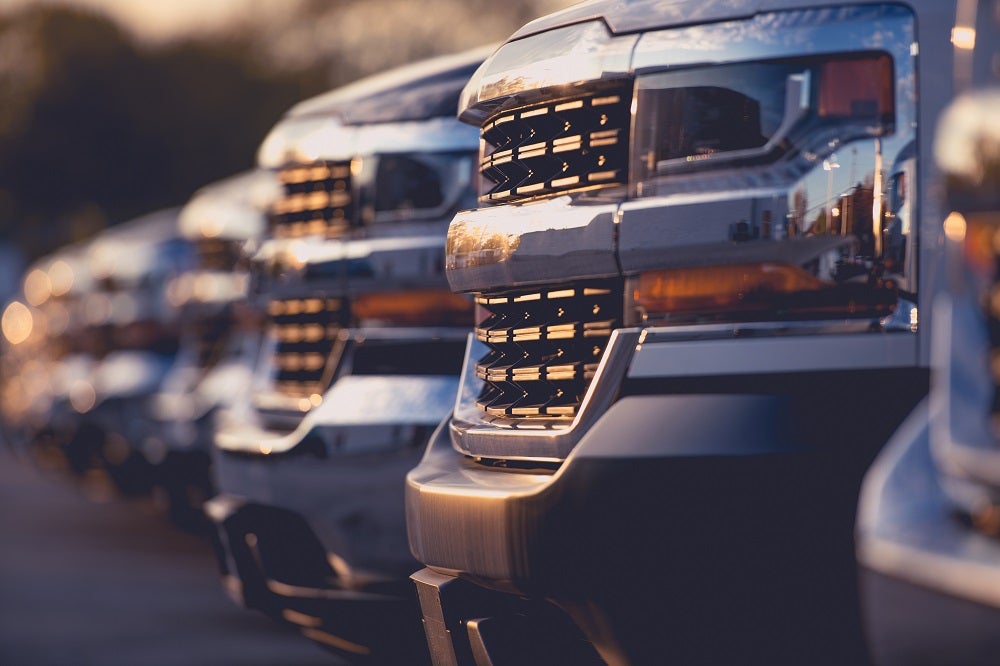Front of Trucks on Dealership Lot