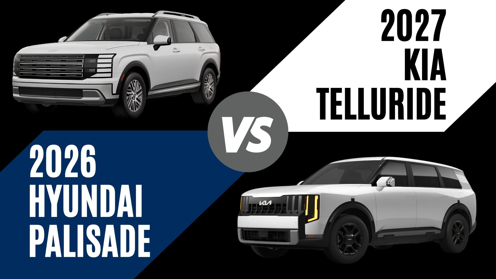 2026 Hyundai Palisade and 2027 Kia Telluride three-row SUVs compared side by side for families in North Little Rock, Arkansas