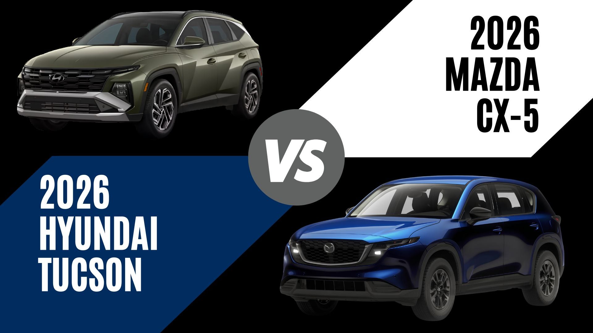 2026 Hyundai Tucson and 2026 Mazda CX-5 compact SUVs compared side by side for North Little Rock, Arkansas drivers