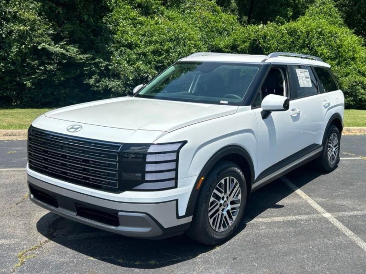 White 2026 Hyundai Palisade IIHS Top Safety Pick+ award winner at Crain Hyundai Fayetteville