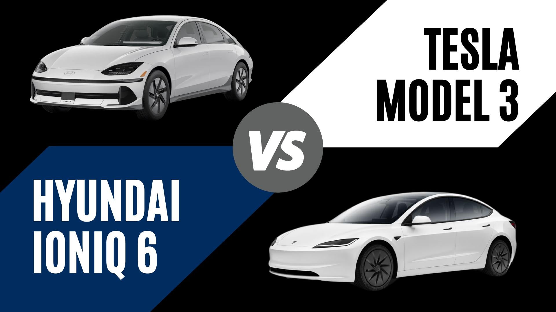 2025 Hyundai Ioniq 6 and Tesla Model 3 comparison highlighting EV range, charging, and features in Fort Smith, Arkansas