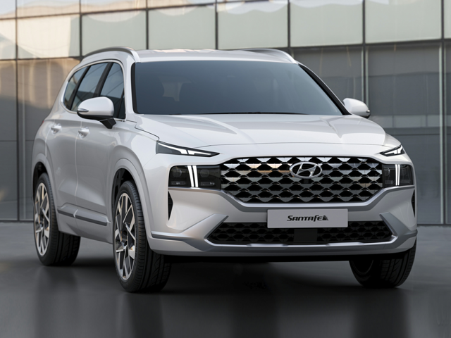 Front view of a white 2023 Hyundai Santa Fe. | Hyundai dealer in Fort Smith, AR.