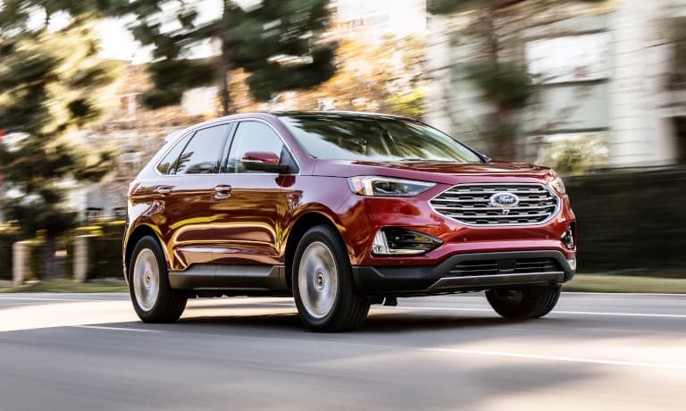 A red 2020 Ford Edge