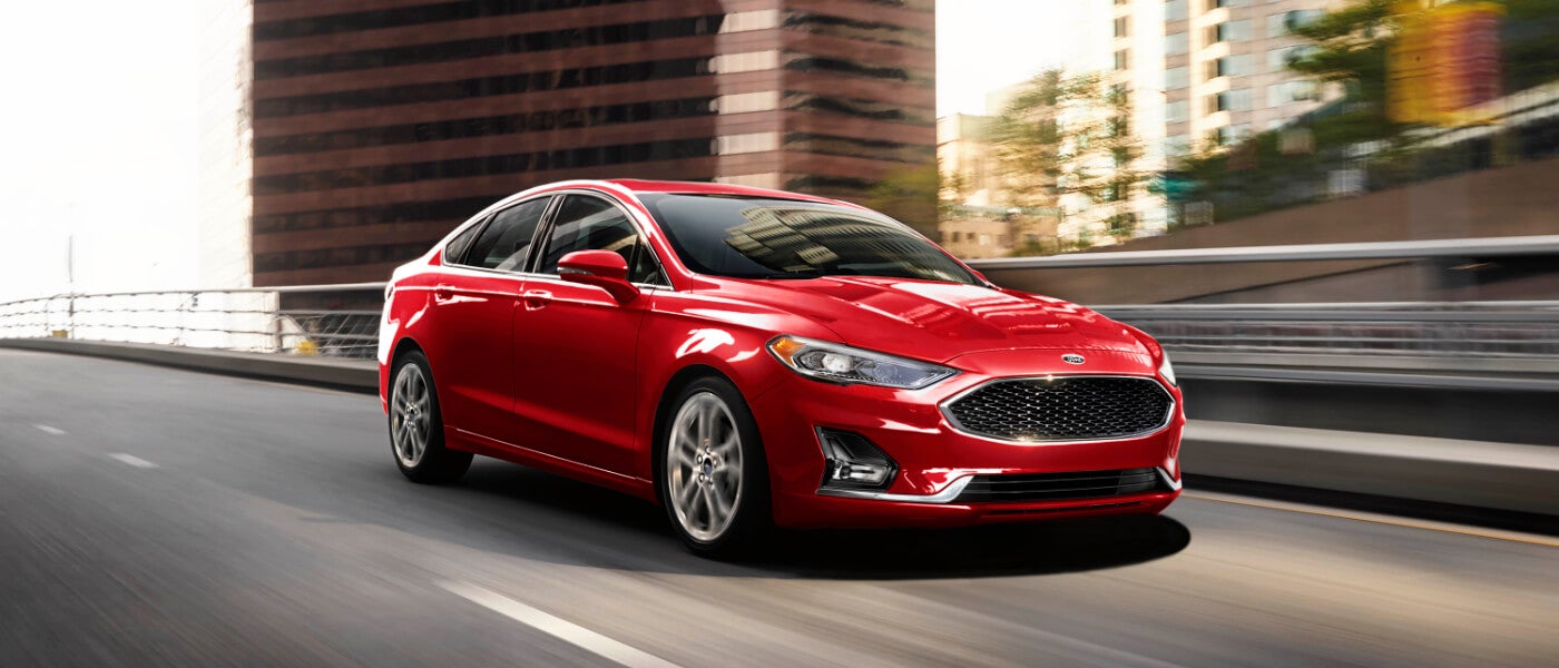 2020 Ford Fusion in red