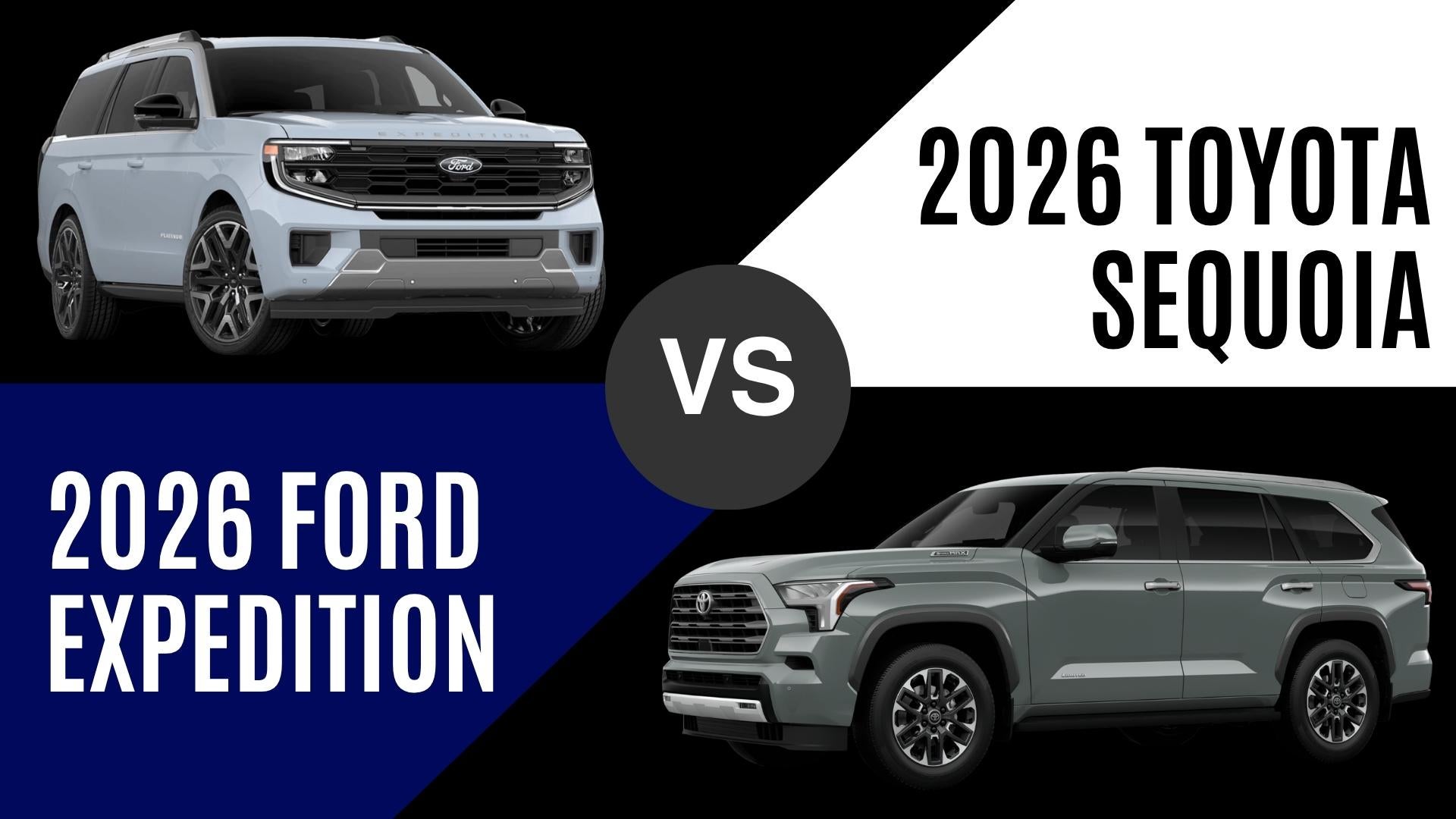 2026 Ford Expedition and Toyota Sequoia full-size SUVs compared side by side for drivers in Jacksonville, Arkansas