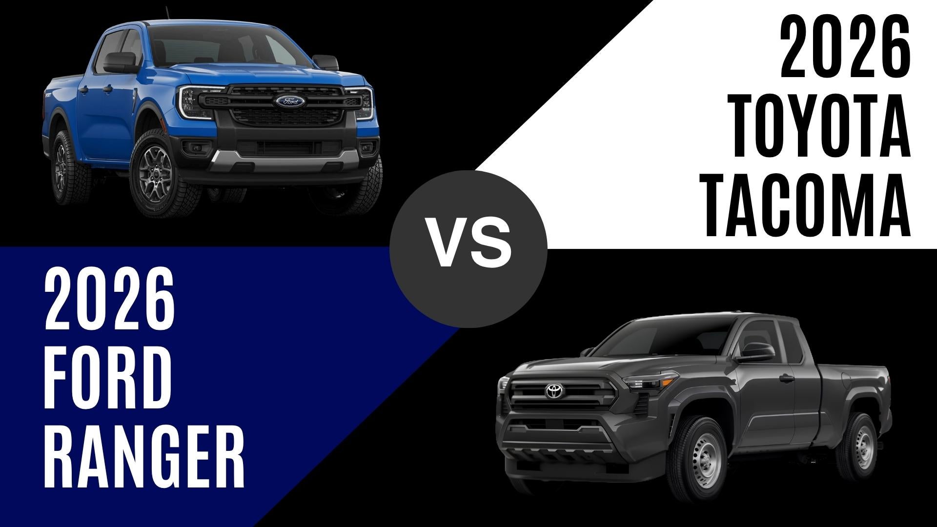 2026 Ford Ranger and Toyota Tacoma midsize trucks compared for towing, technology, and capability in Jacksonville Arkansas