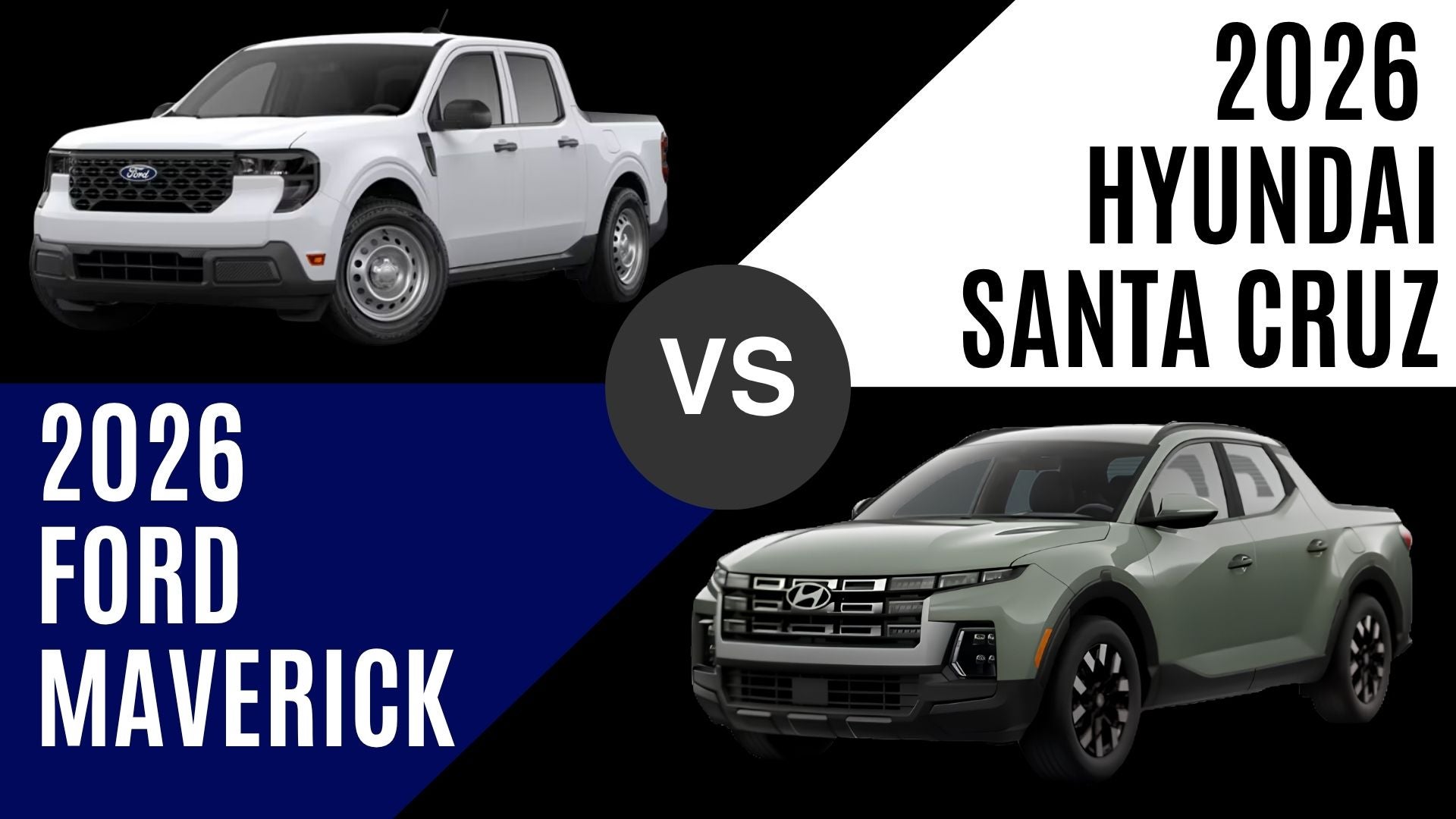 2026 Ford Maverick and Hyundai Santa Cruz compact trucks compared side by side for drivers in Little Rock, Arkansas
